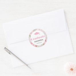 Roze Bloemengraad Ronde Sticker