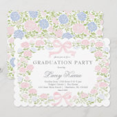 Roze bloemengraduatiefeest uitnodiging (Voorkant / Achterkant)