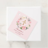 Roze bloemengrans eerste communie DIY Bedankjes Labels (In situ)