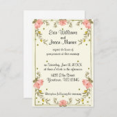 Roze Bloemengrens Bruiloft uitnodiging (Voorkant / Achterkant)