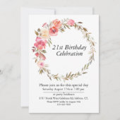 Roze Bloemengroen Boho,  21 Verjaardag Kaart (Voorkant)
