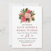 Roze bloemengroen elegante rustieke boho bruiloft kaart (Voorkant)