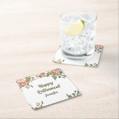 Roze Bloemengroen Rustiek Boho Happy Retirement Kartonnen Onderzetters (Insitu)