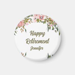 Roze Bloemengroen Rustiek Boho Happy Retirement Magneet