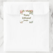 Roze Bloemengroen Rustiek Boho Happy Retirement Vierkante Sticker (Tas)