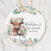 Roze Bloemengroen Schattigee Highland Koe Dank u Bedankjes Labels (Voorkant)