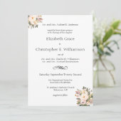 Roze Bloemengroen Traditionele formele bruiloft Kaart (Staand voorkant)