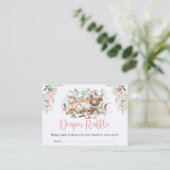 Roze Bloemengroen Woodland Luier Raffle Informatiekaartje (Staand voorkant)