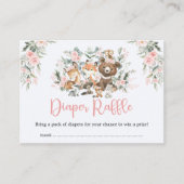 Roze Bloemengroen Woodland Luier Raffle Informatiekaartje (Voorkant)