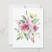 Roze bloemengroet kaart voor babyshower bedankt (Achterkant)