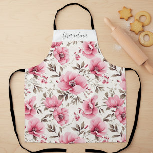 Roze bloemengroet Persoonlijke Oma Schort