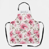 Roze bloemengroet Persoonlijke Oma Schort (Voorkant)