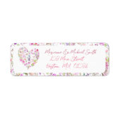 Roze Bloemenhart Baby in Bloom Baby shower Etiket (Voorkant)