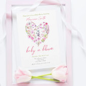 Roze Bloemenhart Baby in Bloom Baby shower Kaart