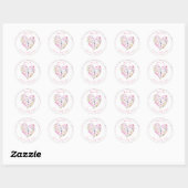 Roze Bloemenhart Baby in Bloom Baby shower Ronde Sticker (Vel)