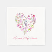 Roze Bloemenhart Baby in Bloom Baby shower Servet (Voorkant)