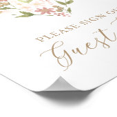 Roze Bloemenhart Baby shower Gastenboek teken Poster (Hoek)