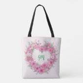 Roze Bloemenhart gepersonaliseerd Tote Bag (Achterkant)