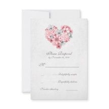 roze bloemenhart vintage bruiloft RSVP