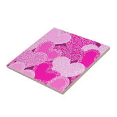 Roze bloemenharten patroon tegeltje (Zijkant)