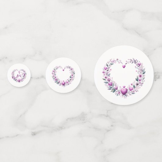 Roze Bloemenharten Vrijgezellenfeest Confetti (Voorkanten)