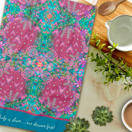  roze bloemenhartpatroon op maat offerte theedoek