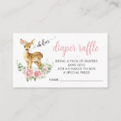Roze bloemenhert baby meisje douche luier loterij informatiekaartje (Voorkant)