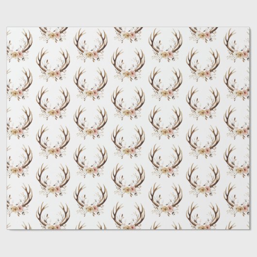 Roze bloemenhertengewei cadeaupapier (Vlak)
