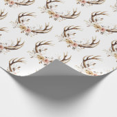 Roze bloemenhertengewei cadeaupapier (Hoek)