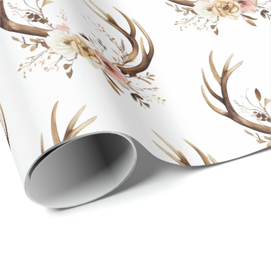 Roze bloemenhertengewei cadeaupapier (Rol Hoek)