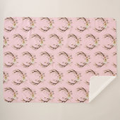 Roze bloemenhertengewei sherpa deken (Voorkant (horizontaal))