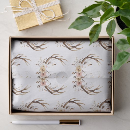 Roze bloemenhertengewei tissuepapier (Geschenk)
