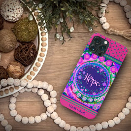  roze bloemenhoop Stippen Inspirivity Naam Case-Mate iPhone Case