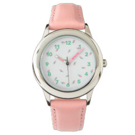 Roze bloemenhorloge voor kinderen - Pastel Horloge