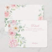 Roze Bloemenhortensia Botanische Bloemen Details Informatiekaartje (Voorkant / Achterkant)