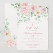 Roze Bloemenhortensia Botanische Bloemen Doop Kaart (Voorkant / Achterkant)