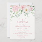 Roze Bloemenhortensia Botanische Bloemen Doop Kaart (Voorkant)
