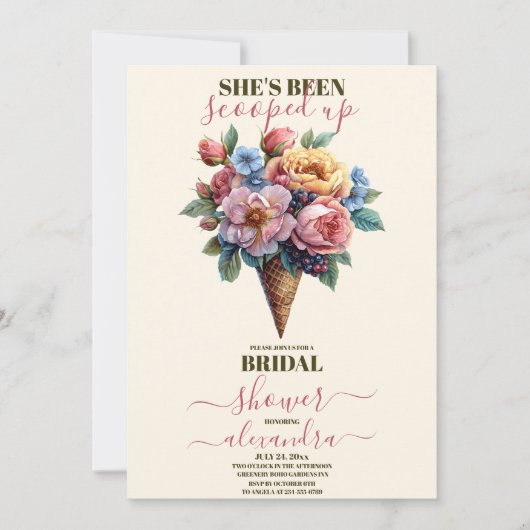 Roze bloemenijs met Vrijgezellenfeest Kaart (Voorkant)