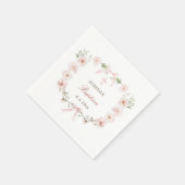 Roze bloemenkader Doop Servet (Hoek)