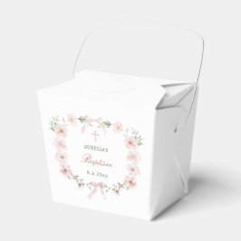 Roze bloemenkader Doop Uitneemmenu Bedankdoosjes