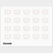 Roze bloemenkader Doop Vierkante Sticker (Vel)
