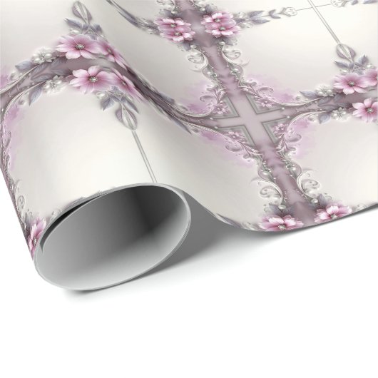 Roze bloemenkader inpakpapier (Rol Hoek)