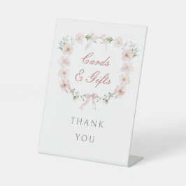 Roze bloemenkader Kaarten & Cadeaus Reclamebord Met Voetstuk