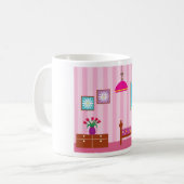 Roze bloemenkamer voor kinderen koffiemok (Voorkant links)