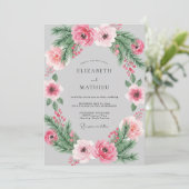 Roze bloemenkans Lentewedding Kaart (Staand voorkant)