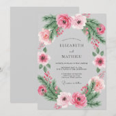 Roze bloemenkans Lentewedding Kaart (Voorkant / Achterkant)