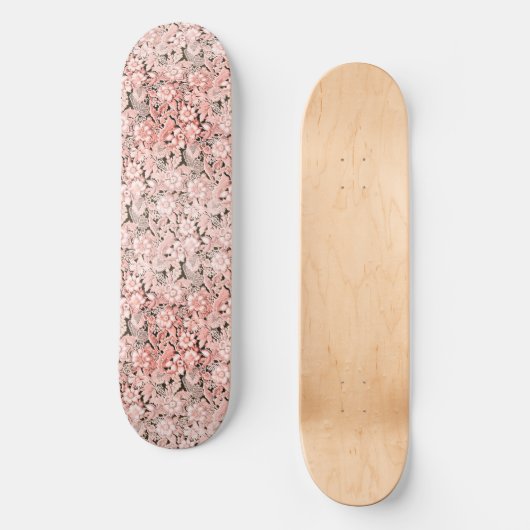 Roze Bloemenkant Persoonlijk Skateboard (Voorkant)