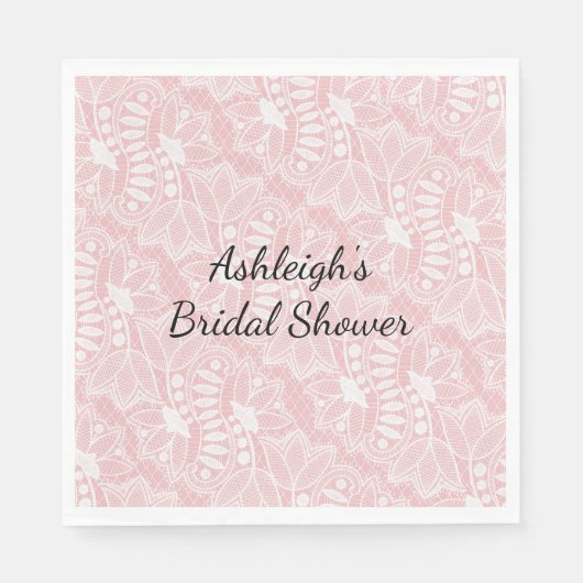 Roze Bloemenkant Vrijgezellenfeest Servet (Voorkant)