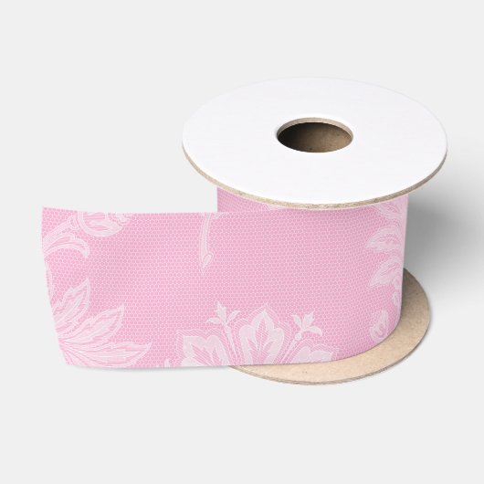 Roze Bloemenkanten Bruidsdouche Satijnen Lint (Spoel)