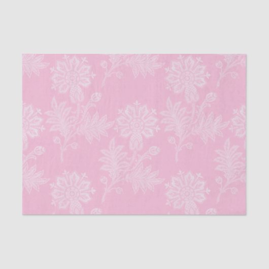 Roze Bloemenkanten Bruidsdouche Tissuepapier (Voorkant)